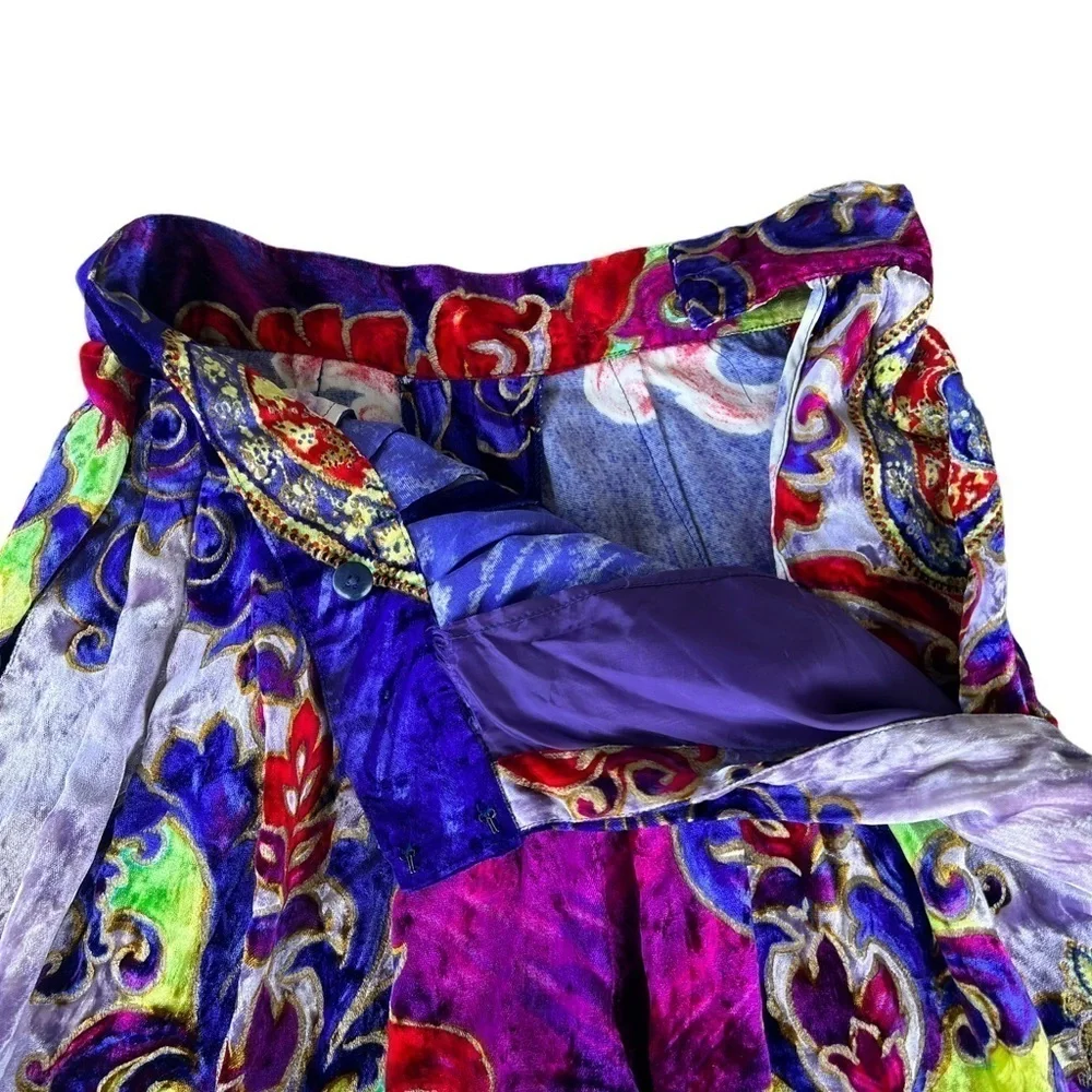 VTG Gianni Versace Jeweled Hearts Silk Velvet Baroque Pleated Pant Vibrant Italy - Picture 13 of 17